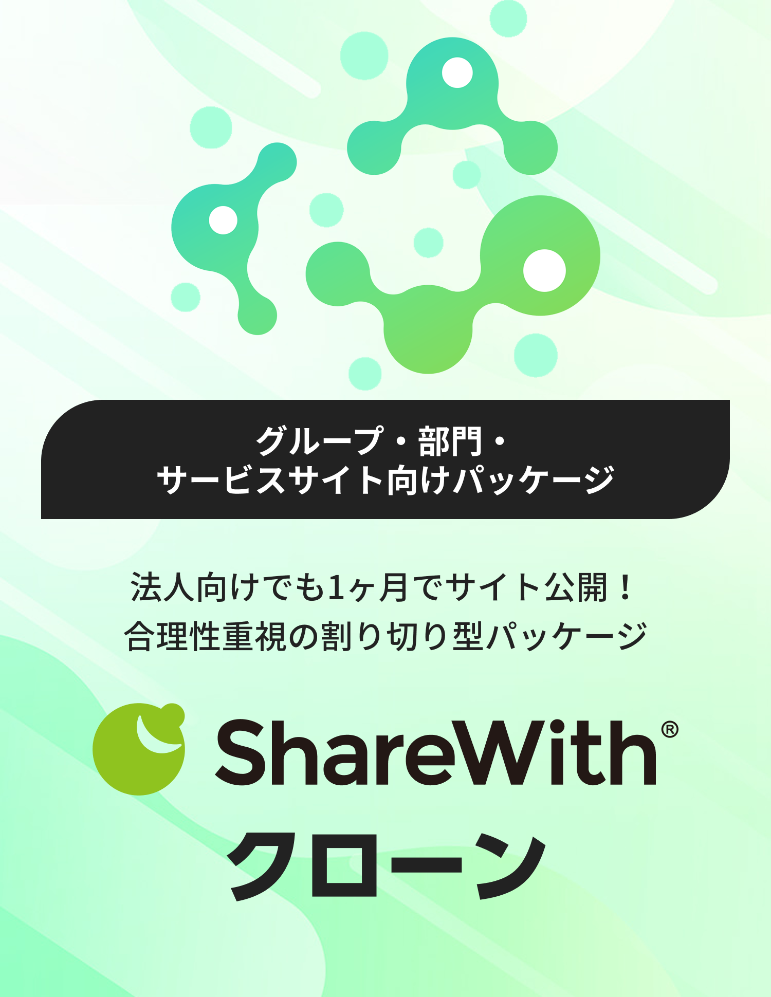 グループ・部門・サービスサイト向け
法人向けでも1ヶ月でサイト公開!合理性重視の割り切り型パッケージ